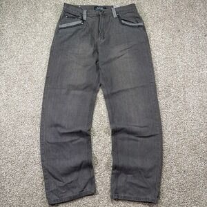 Y2K Raider Jeans Black Stonewashed Loose Fit Essentials Hiphop Style 34/32